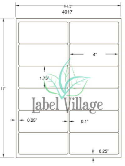 4.0" x 1.75" Rectangle White Sheet Labels