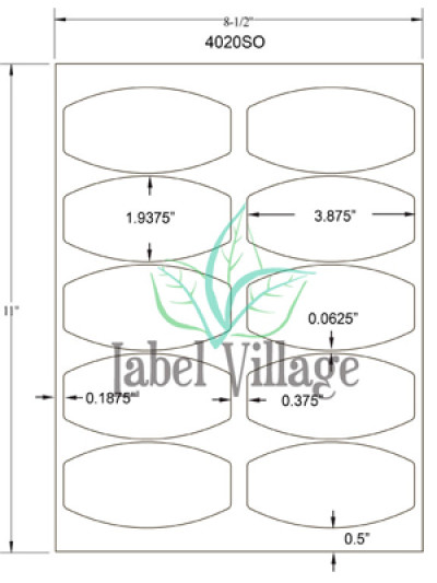 4.0" x 2.0" Oval, Squared Brown Kraft Sheet Labels
