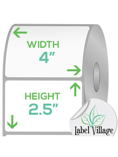 4.00" x 2.50" Rectangle Gloss White Roll Labels on a 3" Core With Double Capacity