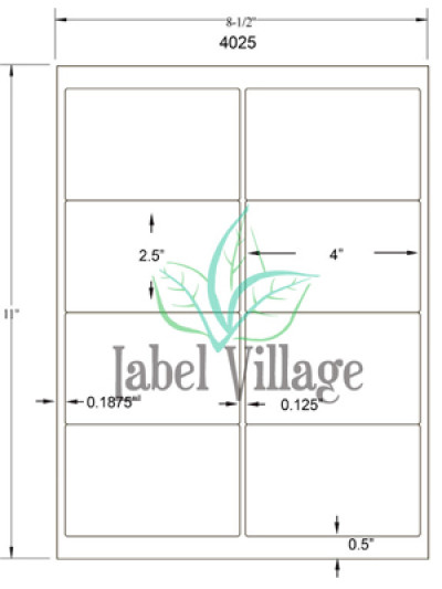 4.0" x 2.5" Rectangle Gloss White Sheet Labels