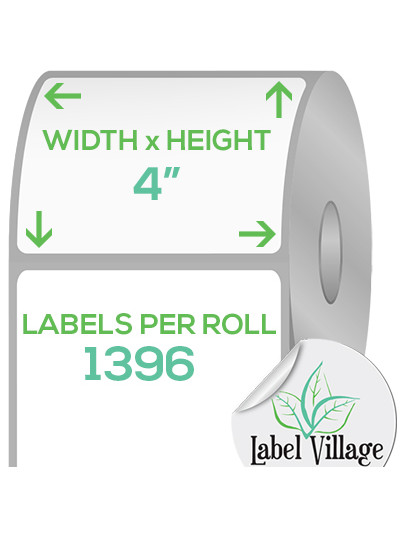 4.00" Square SemiGloss White Roll Labels on a 3" Core With Double Capacity