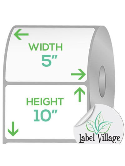 5.00" x 10.00" Rectangle Gloss White Roll Labels on a 3" Core With Double Capacity