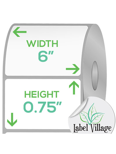 6.00" x 0.75" Rectangle Gloss White Roll Labels on a 2" Core