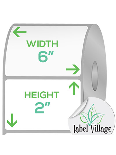 6.00" x 2.00" Rectangle SemiGloss White Roll Labels on a 3" Core