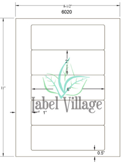 6.0" x 2.0" Rectangle Gloss White Sheet Labels