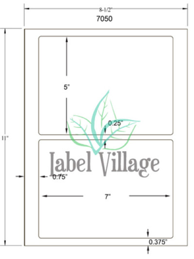 7.0" x 5.0" Rectangle White Sheet Labels