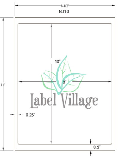8.0" x 10" Rectangle White Sheet Labels