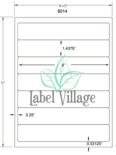 8.0" x 1.4375" Rectangle Gloss White Sheet Labels