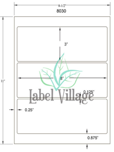 8.0" x 3.0" Rectangle Gloss Clear Sheet Labels