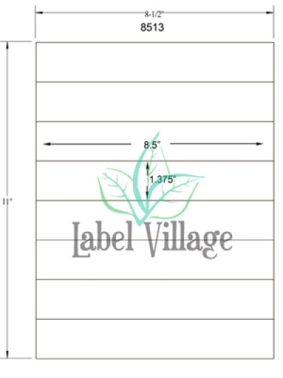 8.5" x 1.375" Rectangle SemiGloss White Sheet Labels