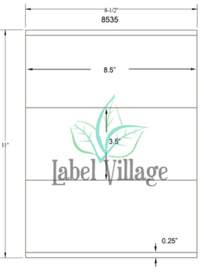8.5" x 3.5" Rectangle White Sheet Labels
