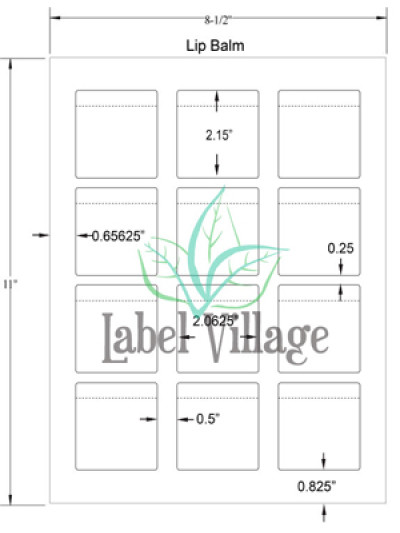 2.0625" x 2.15" LipBalm SemiGloss White Sheet Labels